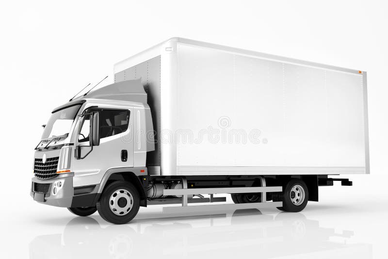 Caminhão de entrega comercial da carga com o reboque branco vazio Projeto genérico, brandless