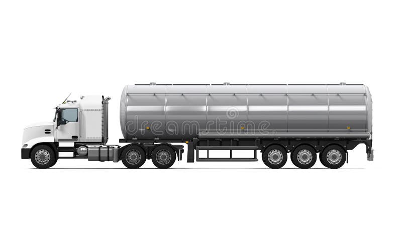 Fuel Tanker Truck isolated on white background. 3D render. Fuel Tanker Truck isolated on white background. 3D render