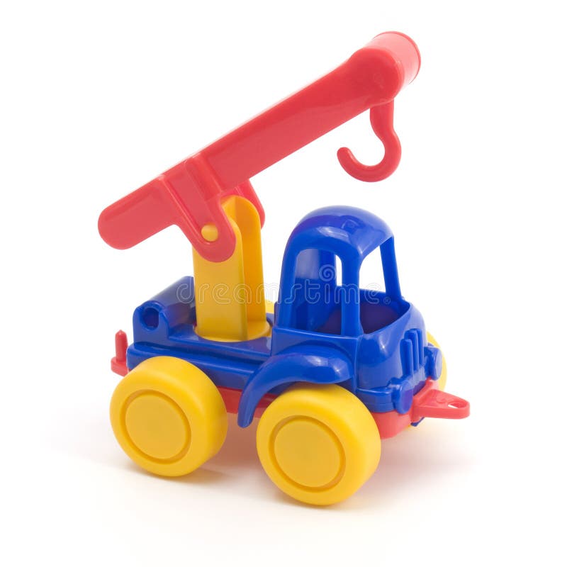 Caminhão do brinquedo com guindaste foto de stock royalty free Caminhão do brinquedo com guindaste foto de stock royalty free