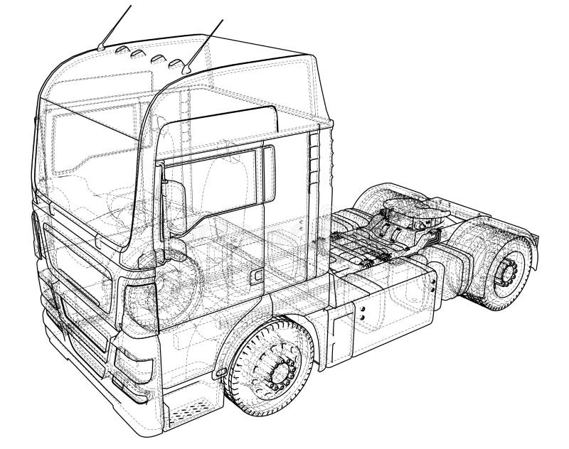 Camion de livraison commercial de cargaison D'isolement Illustration créée de 3d Fil-cadre illustration de vecteur Camion de livraison commercial de cargaison D'isolement Illustration créée de 3d Fil-cadre illustration de vecteur