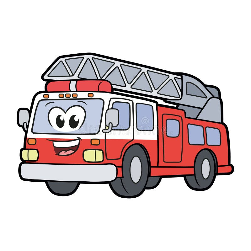 Camion de pompiers de sourire mignon illustration stock Camion de pompiers de sourire mignon illustration stock