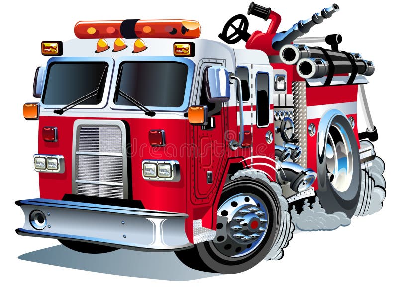 Camion dei vigili del fuoco del fumetto di vettore illustrazione di stock