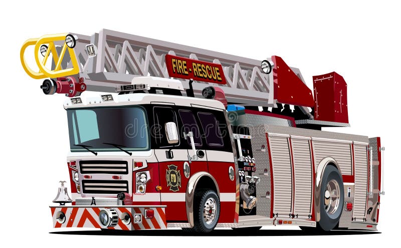 Camion dei vigili del fuoco del fumetto di vettore illustrazione di stock