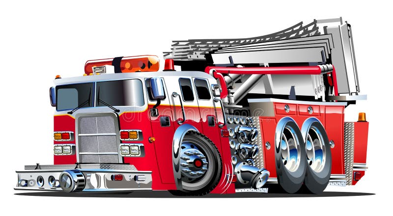 Camion dei vigili del fuoco del fumetto di vettore illustrazione vettoriale