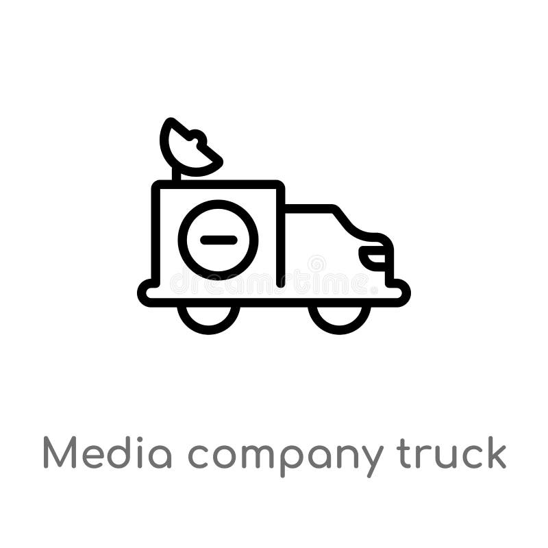 camion della società di media del profilo con l'icona satellite di vettore linea semplice nera isolata illustrazione dell'element illustrazione di stock camion della società di media del profilo con l'icona satellite di vettore linea semplice nera isolata illustrazione dell'element illustrazione di stock