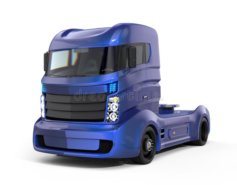 Camion électrique hybride bleu métallique d'isolement sur le fond blanc illustration stock Camion électrique hybride bleu métallique d'isolement sur le fond blanc illustration stock