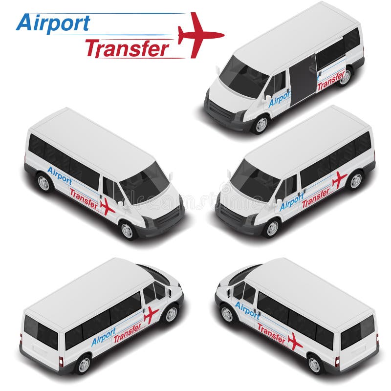 Camionete de alta qualidade isométrica do passanger do vetor para o transfer do aeroporto Ícone do transporte ilustração do vetor Camionete de alta qualidade isométrica do passanger do vetor para o transfer do aeroporto Ícone do transporte ilustração do vetor