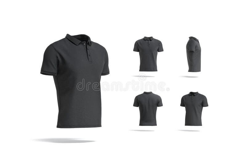 Camisa Negra Polo En Blanco Se Burla De Diferentes Puntos De Vista Stock de ilustración - Ilustración de aislado, hombre: 205455579
