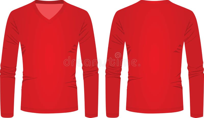 Camiseta Larga De La Del Cuello En V Rojo Ilustración del Vector - Ilustración de collar, camisa: