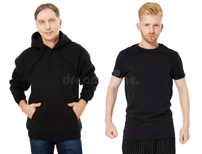 Sudadera negra con capucha en hombre aislado