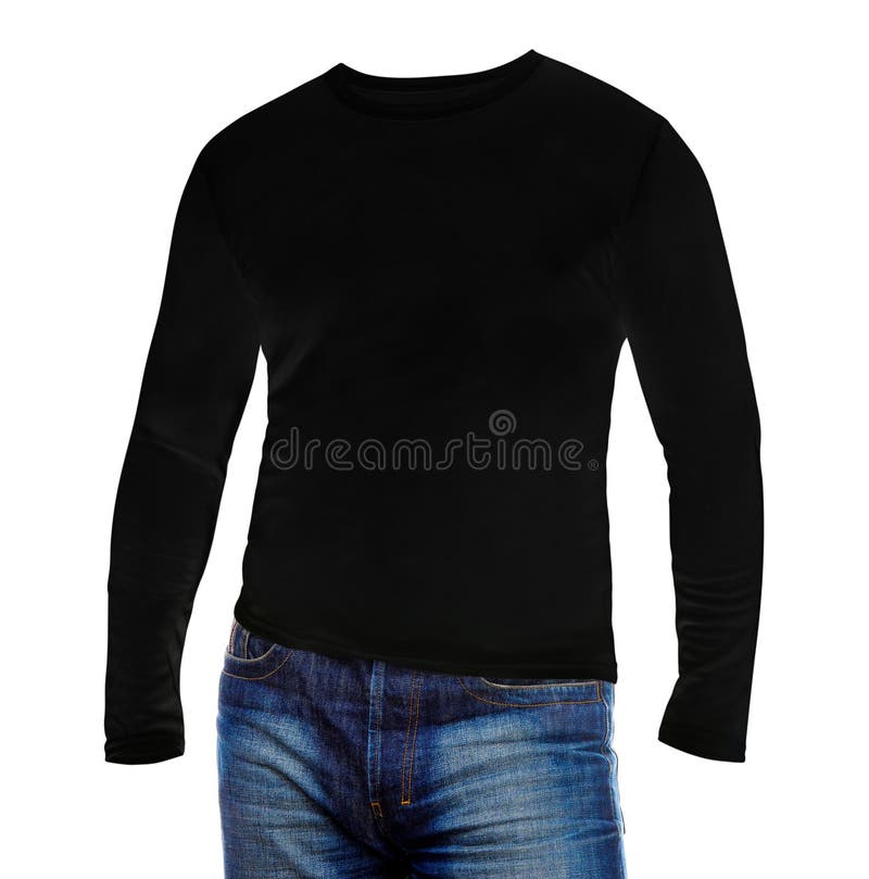 Camiseta Negra Con Mangas Largas de archivo - Imagen de camisa, suéter: 210787568