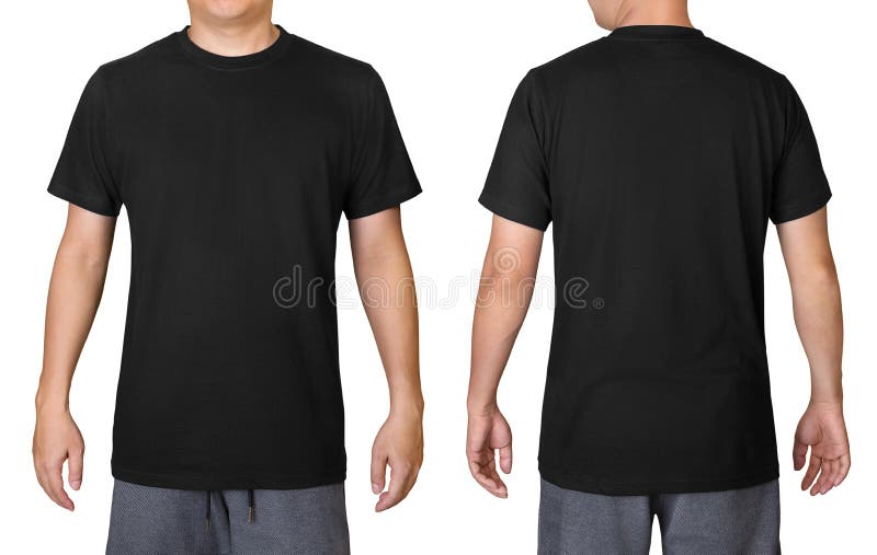 Isla Stewart Humildad sociedad Camiseta Negra En Un Joven Aislado De Fondo Blanco. Vista Frontal Y  Posterior Imagen de archivo - Imagen de espacio, blanco: 206720717