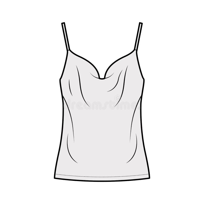 Cowl Neck Tank top T shirt Top V Neck Drape fashion Clothing vest  Sleeveless flat sketch Drawing template Stock Vector  Adobe Stock