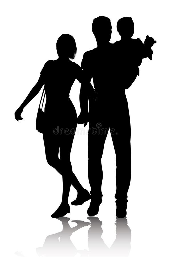 Camminata della siluetta della famiglia illustrazione di stock