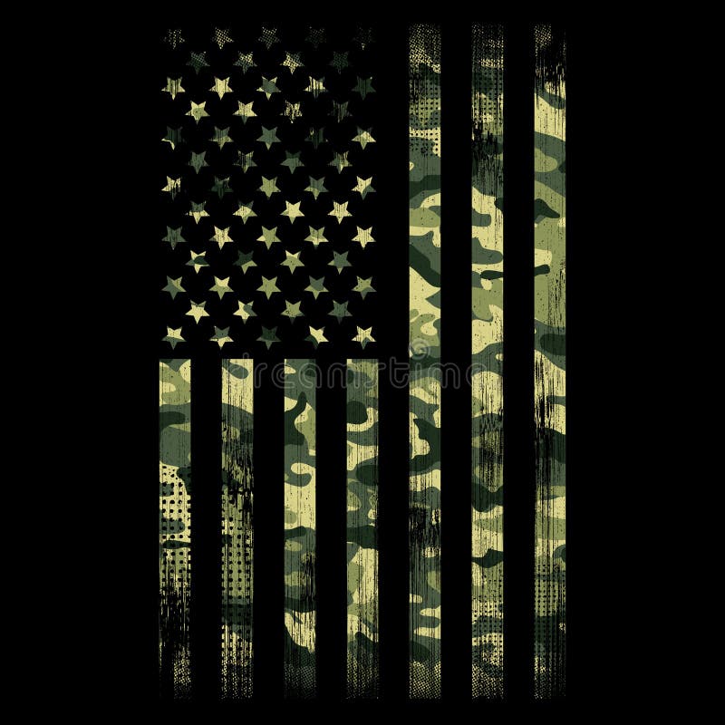 Premium Vector  American flag with green camo background
