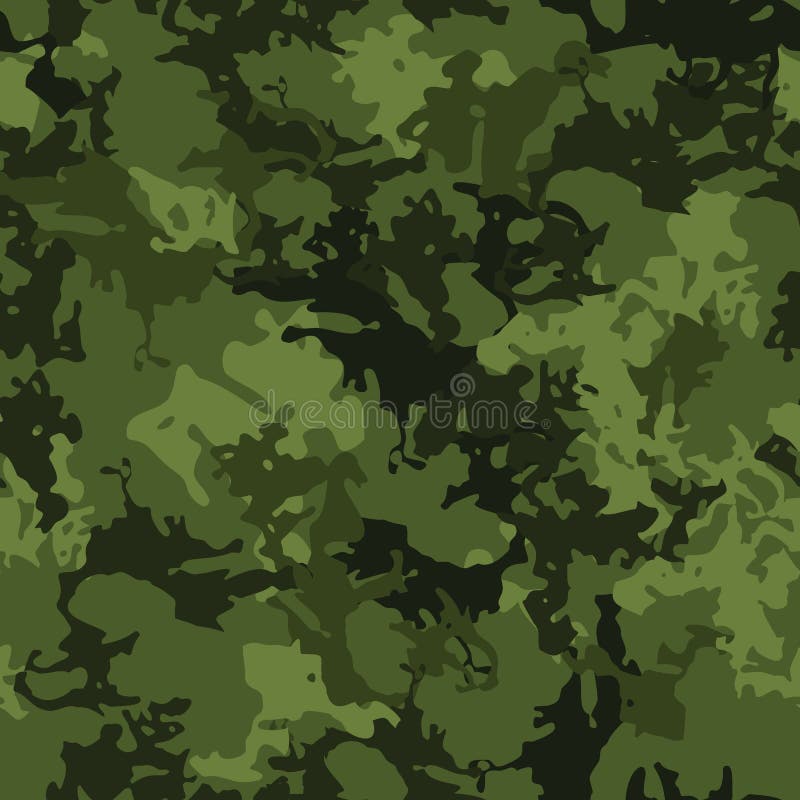 Camouflage in Dark Green Colours Seamless Pattern. Vector