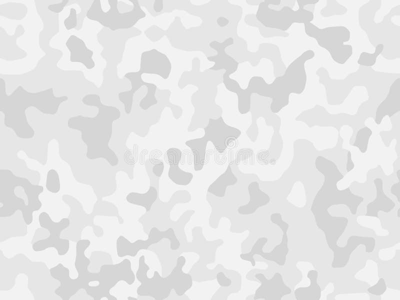 White Seamless Camouflage. Snow Camo Texture. Military Pattern for
