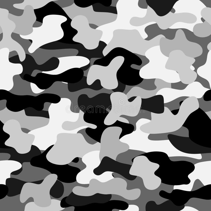 Camouflage Seamless Pattern In A White, Black And Grey Colors. Stock ...