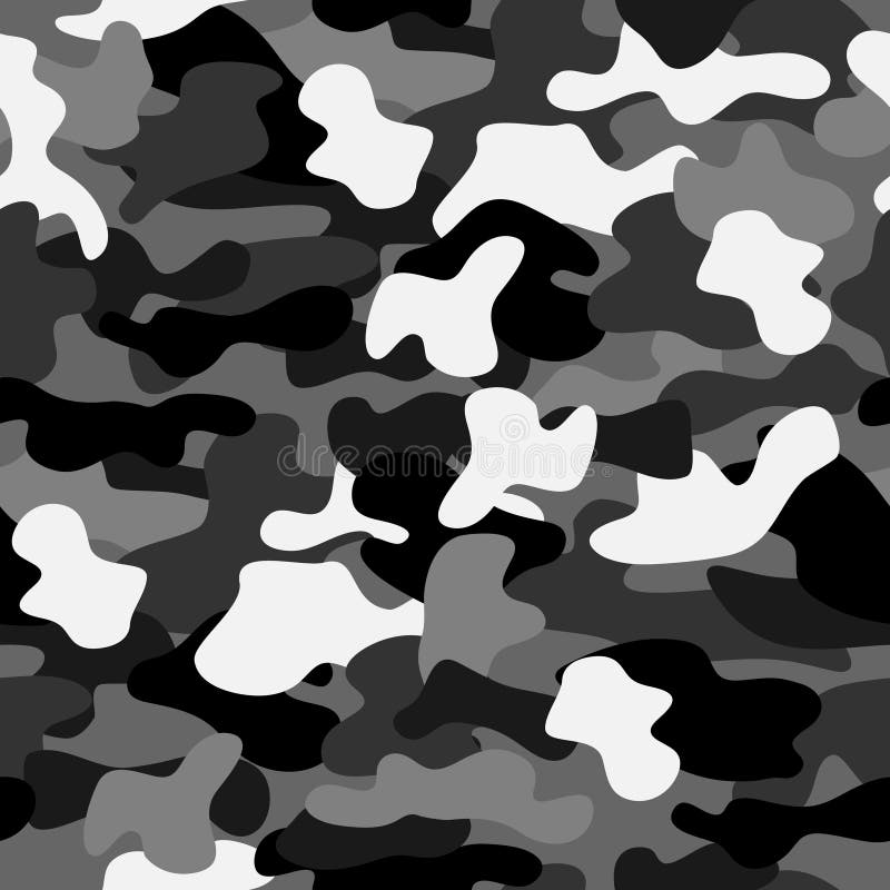 Camouflage Seamless Pattern in a Black, White and Grey Colors. Stock ...