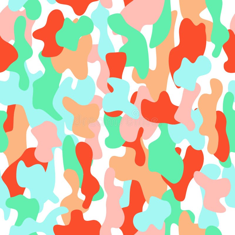 Camouflage Seamless Pattern In A Pink, Orange, Blue And White Colors ...