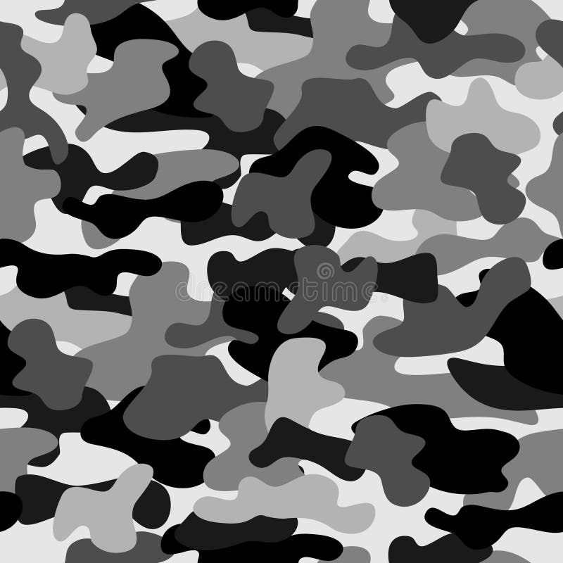 Camouflage Seamless Pattern in a White, Black and Grey Colors. Stock ...
