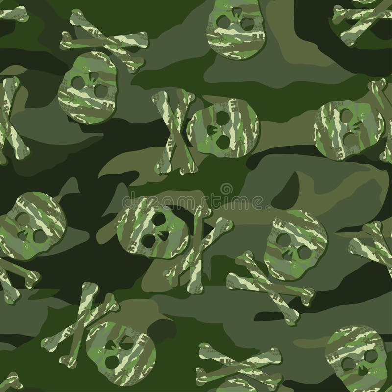 Camouflage skull in a seamless pattern stock illustration Camouflage skull in a seamless pattern stock illustration