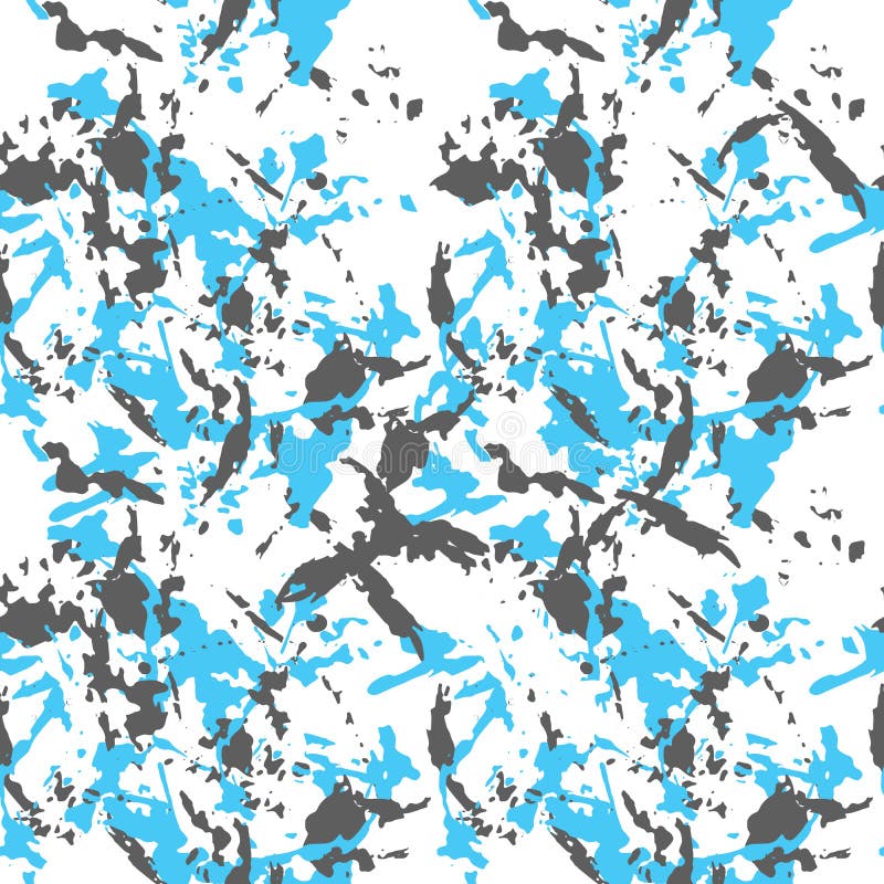 Camouflage turquois or blue and grey seamless pattern on the white.