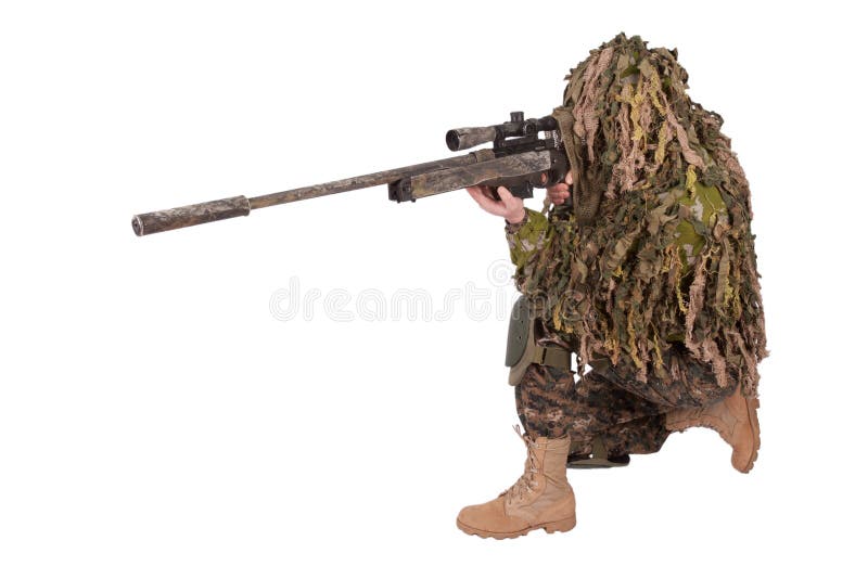 Sniper in Camouflaged Suit with Rifle Stock Image - Image of caucasian,  rifle: 69416251