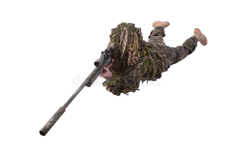 Camouflaged Sniper in the Forest Stock Photo - Image of people, scout:  148201428