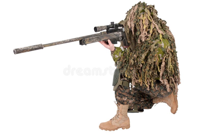 Camouflaged Sniper in the Forest Stock Photo - Image of people, scout:  148201428