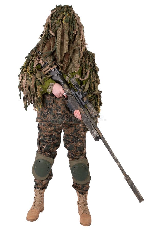 camouflaged sniper rifle with scope Stock Photo - Alamy