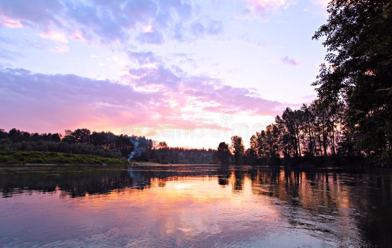 Camp fire sunset