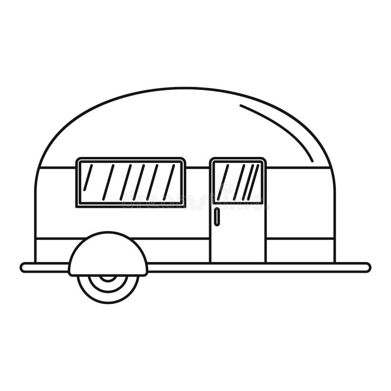 Camp Trailer Icon, Outline Style Stock Vector - Illustration of ...