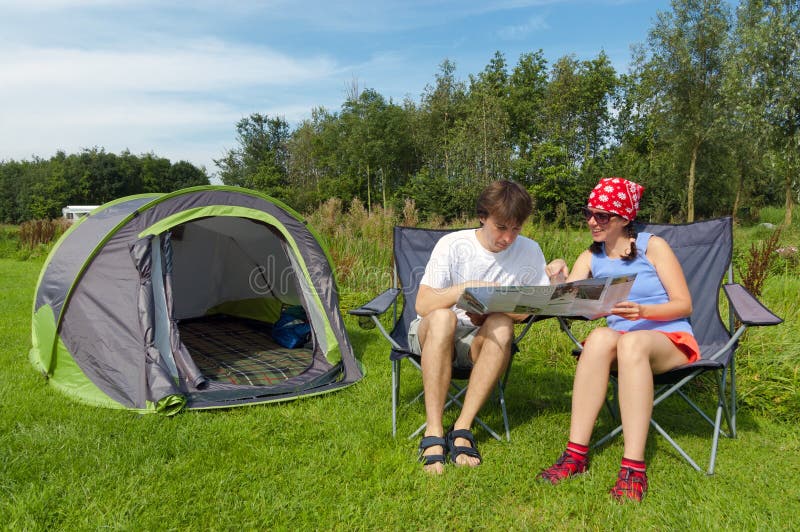 Campa familjsemester arkivbilder