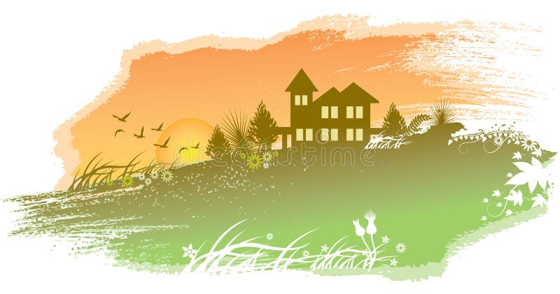 Countryside scenery pattern design background. Countryside scenery pattern design background.