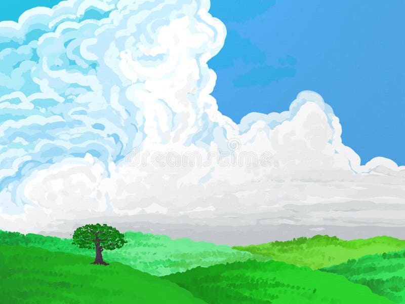 Painted style relaxing countryside landscape. Painted style relaxing countryside landscape