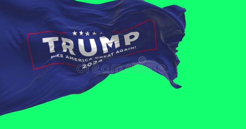 Campagne électorale de donald trump drapeau agitant isolé sur fond vert