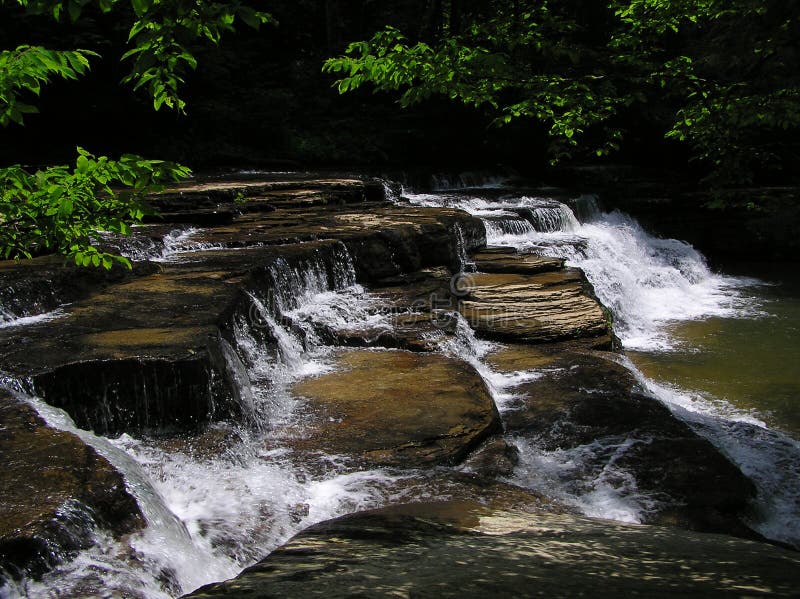 Campbell Creek Falls, Camp Creek State Park, West Virginia. December 2005 - Small, river wide step falls approximately 10 feet hig, one of several smaller falls royalty free stock photography Campbell Creek Falls, Camp Creek State Park, West Virginia. December 2005 - Small, river wide step falls approximately 10 feet hig, one of several smaller falls royalty free stock photography