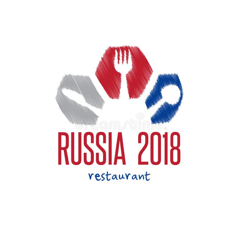 Campeonato do mundo na ilustração do vetor do restaurante de Rússia com spo ilustração stock Campeonato do mundo na ilustração do vetor do restaurante de Rússia com spo ilustração stock