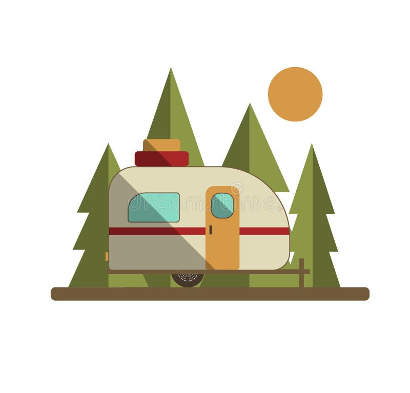 Caravan in the woods stock vector. Illustration of tourist - 34478673