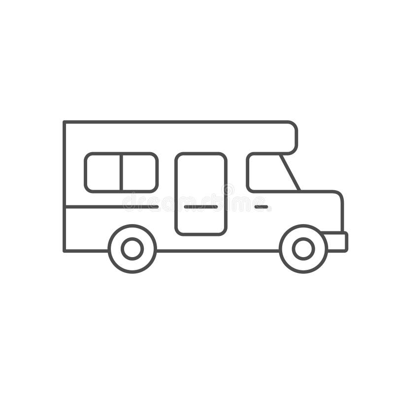 Camper Van Line Outline Icon Stock Vector - Illustration of mobility ...