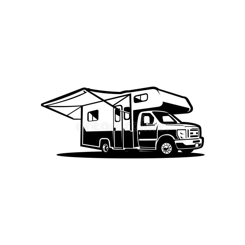 Camper Van Silhouette Vector Illustration. Ready Made Motorhome Caravan ...