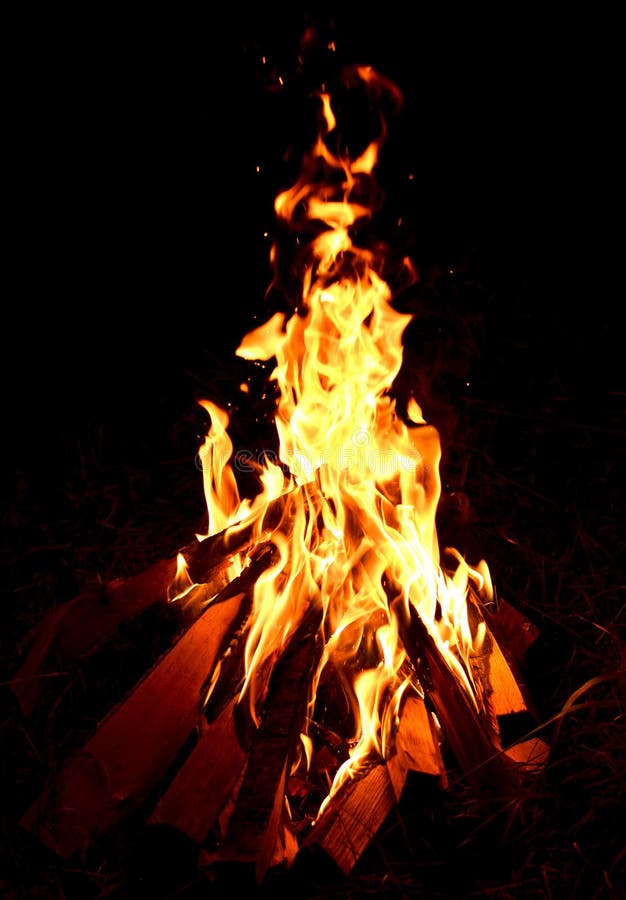 Campfire in the night stock image. Image of fire, campfire - 43671115