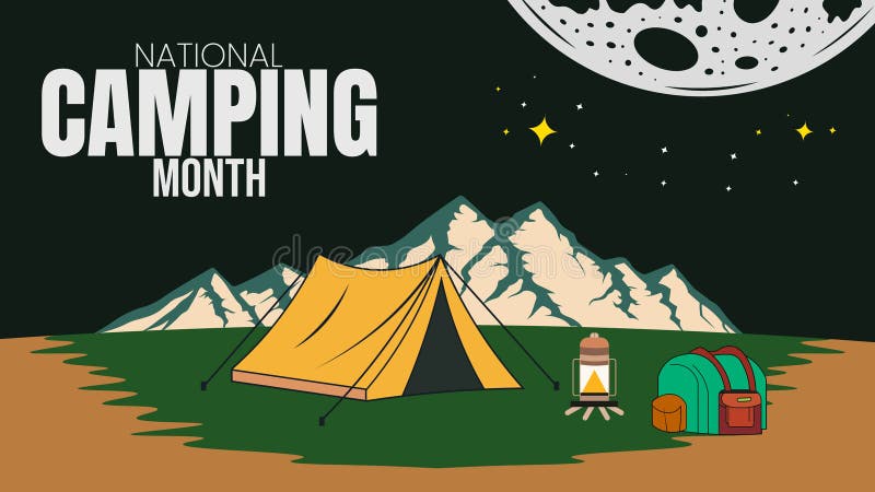 Campfire Nights and Starry Skies, Celebrate Camping Month, June Celebration Vector Design Illustration. Template for Background royalty free illustration