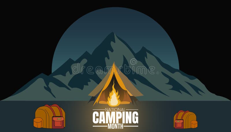 Campfire Nights and Starry Skies, Celebrate Camping Month, June Celebration Vector Design Illustration. Template for Background vector illustration