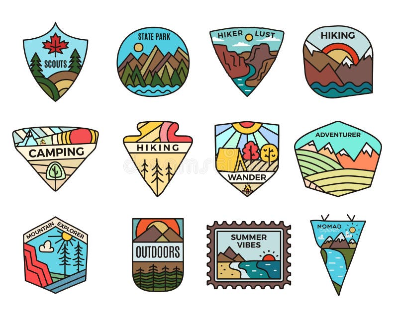 Vintage Travel Logos Vacation Patches Set Stock Vector (Royalty Free)  1502129333