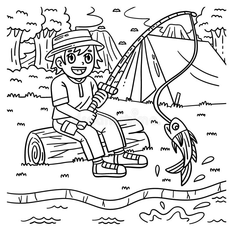 Fishing Coloring Book for Adults Coloring Book for Men Printable Fishing,  Boats, Camping Fishing Coloring Pages Download Digital 