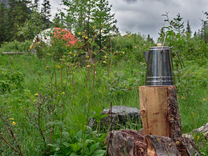 Metal Coffee Maker on an Open Fire in Nature. Making Coffee Stock Image -  Image of background, barista: 183031503