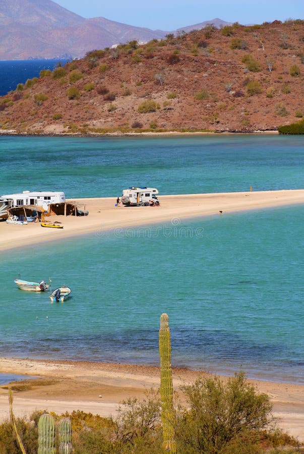Camping In The Desert With Beach In The Bays Of Loreto In Baja