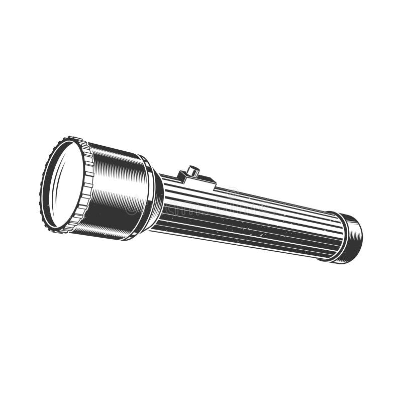 Camping Flashlight Icon. Vector Illustrations. Retro Flashlight